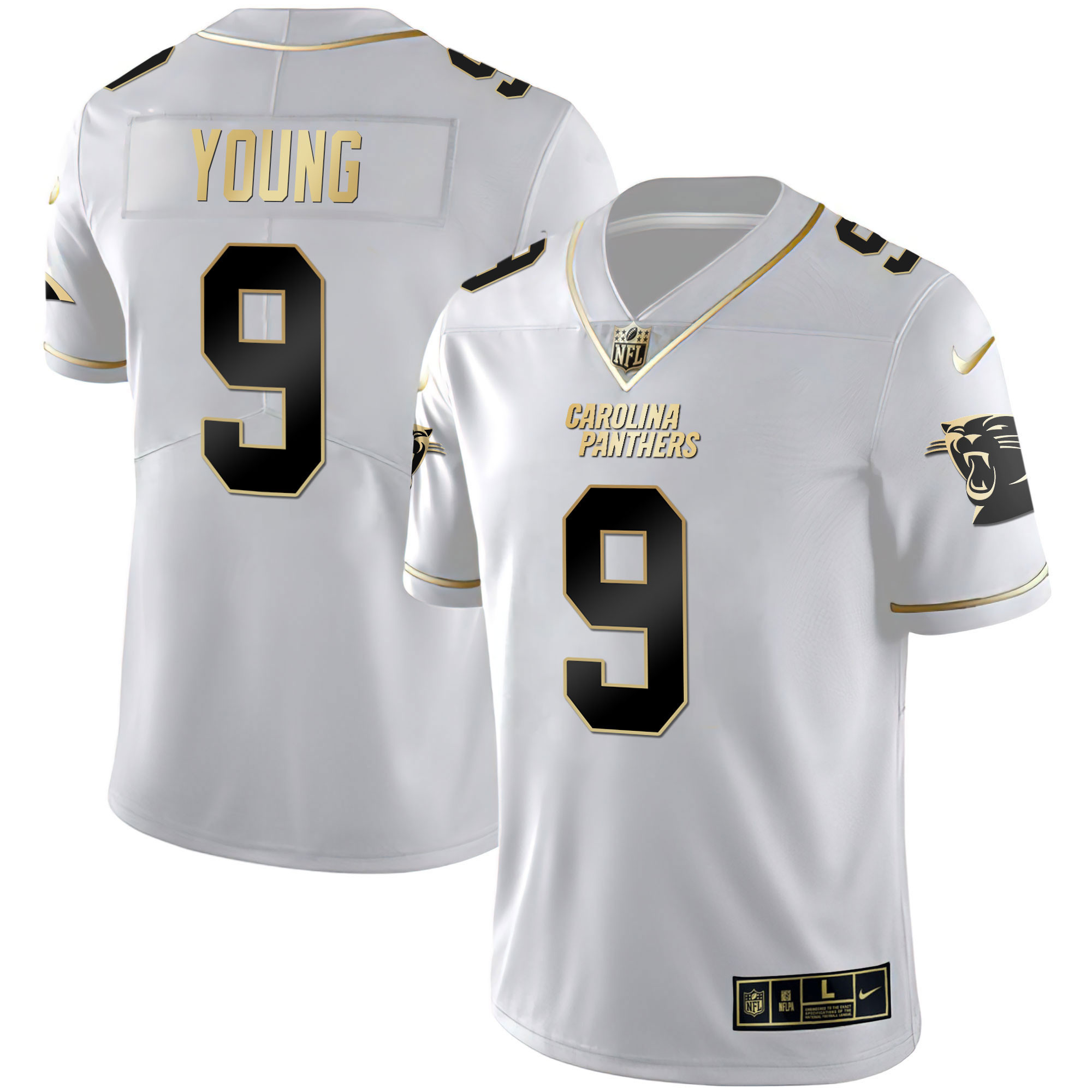 Bryce Young Men's Carolina Panthers Black Gold & White Gold Vapor Limited White Gold Jersey - All Stitched 