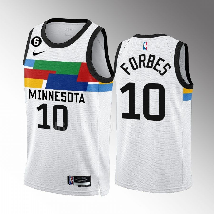 Bryn Forbes 10 Minnesota Timberwolves City Edition White Men Stitched Jersey 2022-23 Swingman