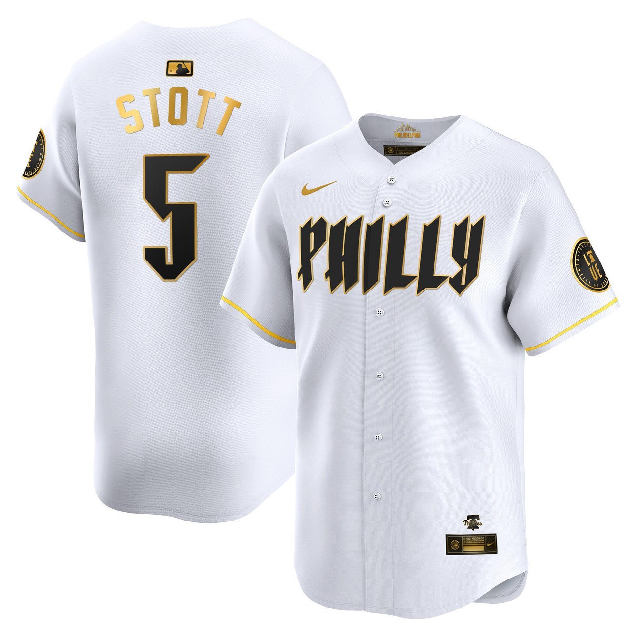 Bryson Stott Philadelphia Phillies Blue 2024 City Connect Limited White Gold Jersey