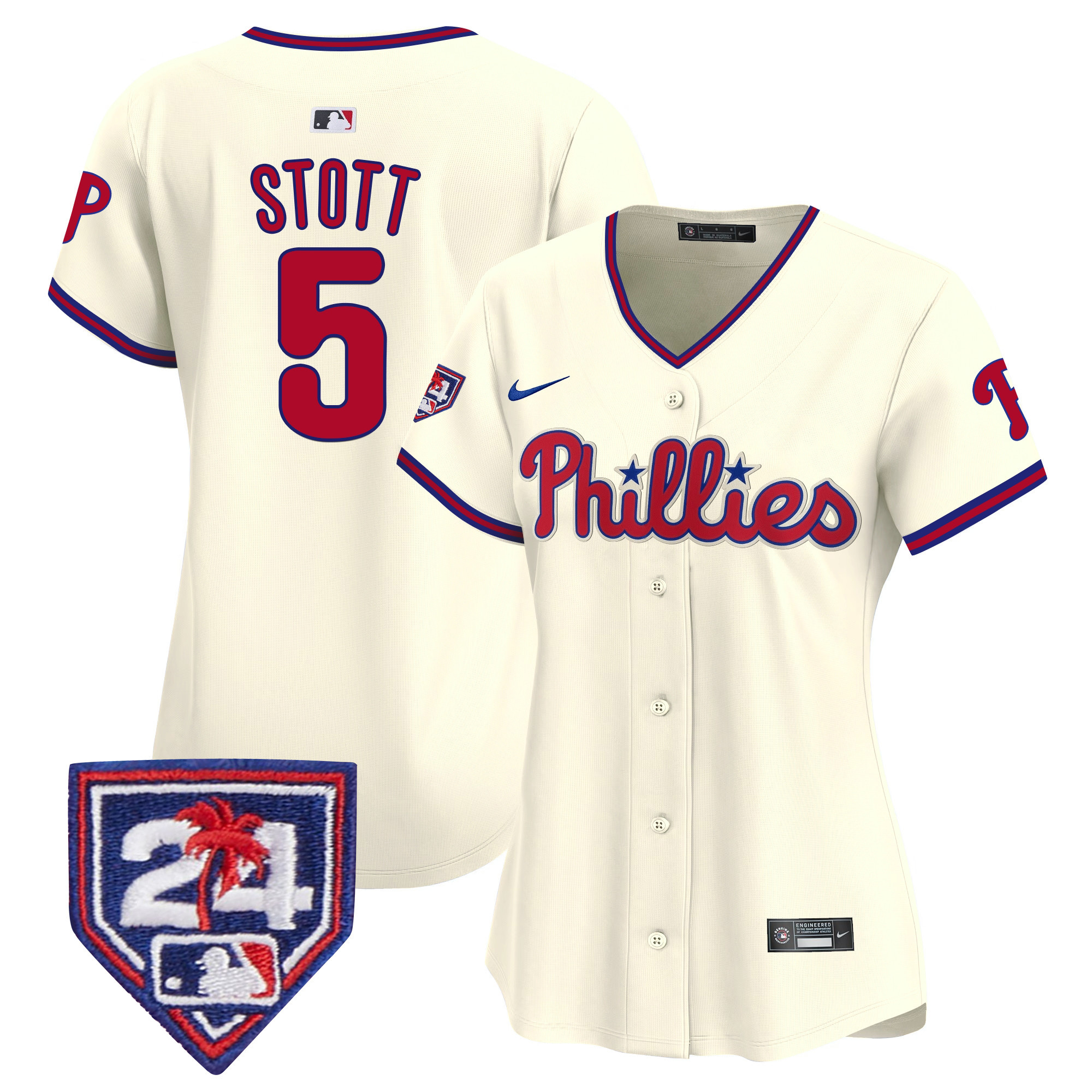 Bryson Stott Women's Philadelphia Phillies 2024 Spring Training Patch Vapor Premier Limited Cream Jersey - All Stitched