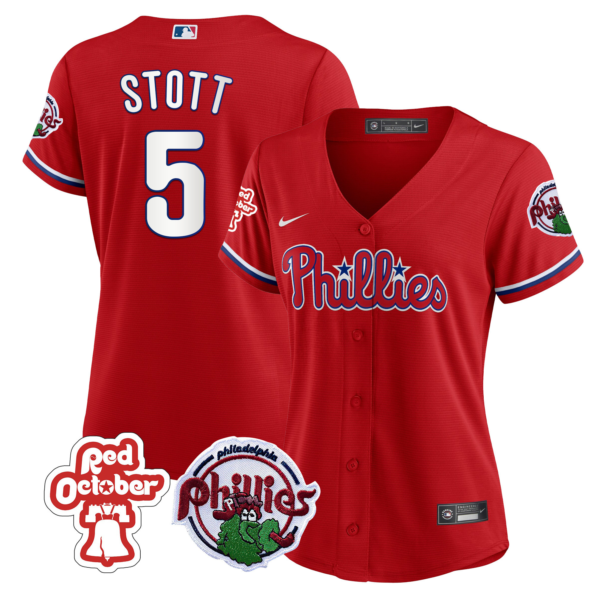 Bryson Stott Women's Philadelphia Phillies Red October Patch Jersey - All Stitched