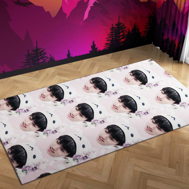 Bts Jungkook Pattern Carpet Mock Area Rectangle Rug