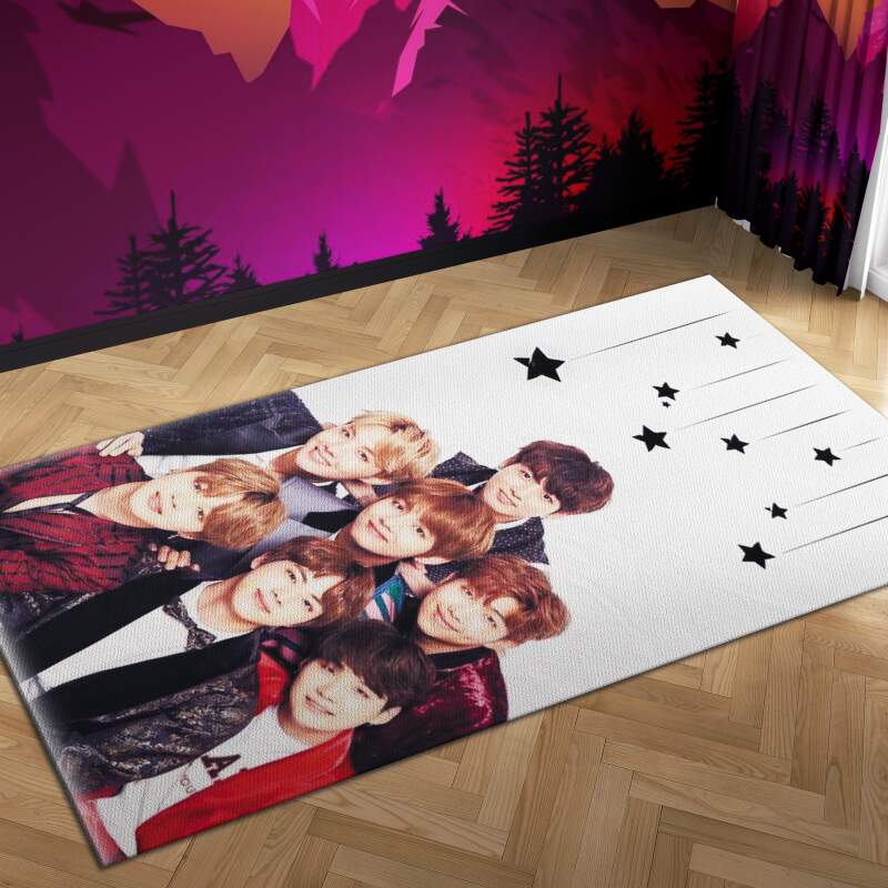 Bts Star Carpet Mock Area Rectangle Rug