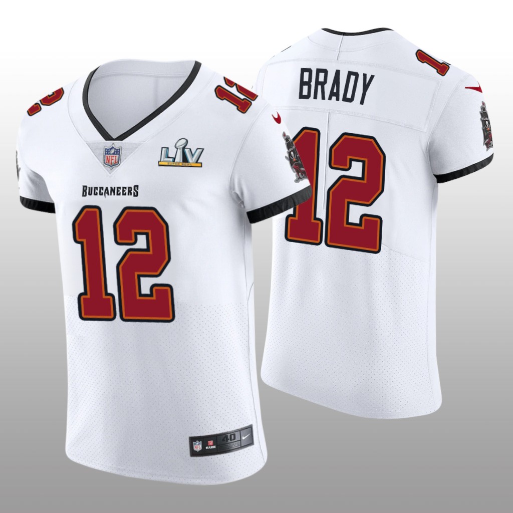 Buccaneers Tom Brady White Vapor Elite Jersey Super Bowl LV
