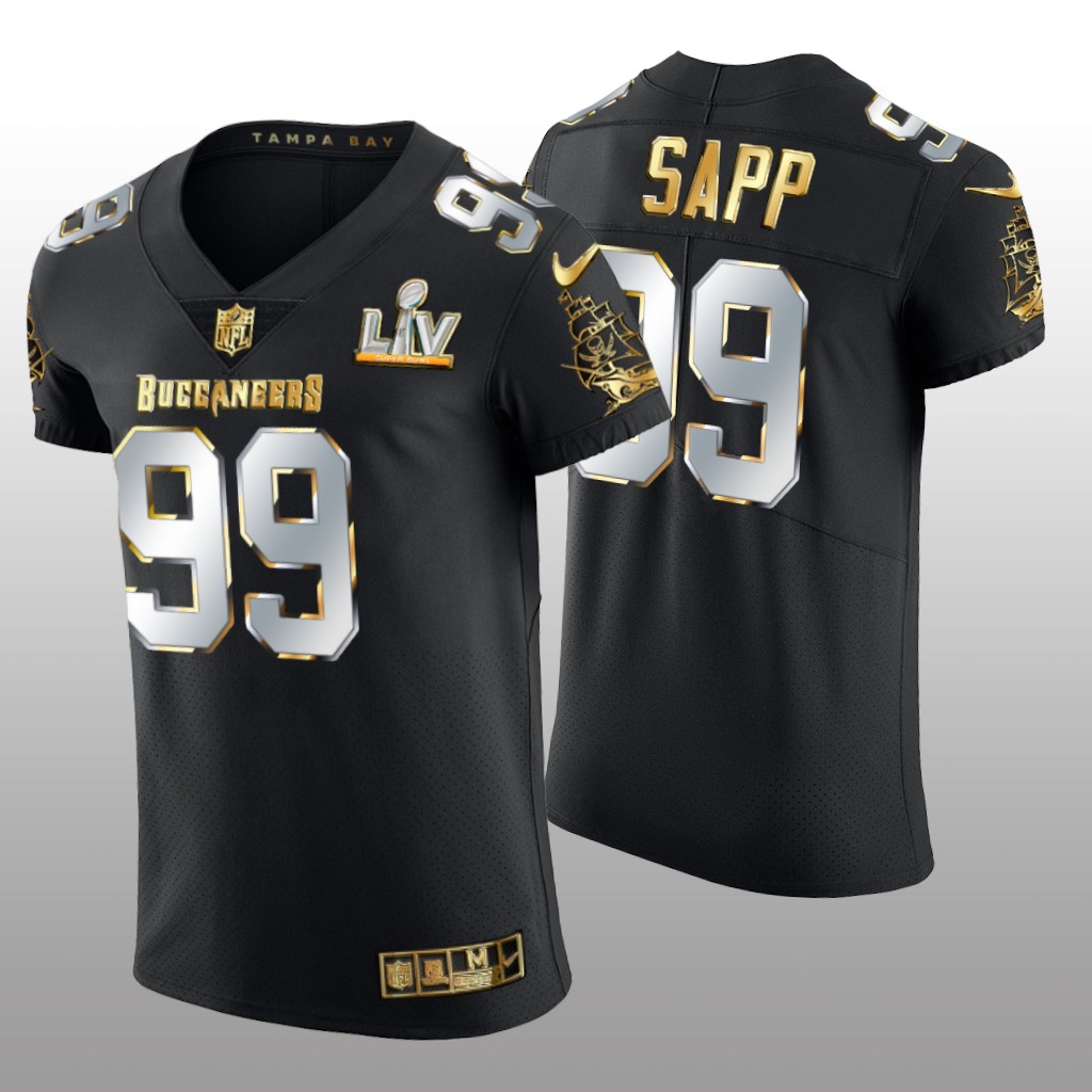 Buccaneers Warren Sapp Black Golden Elite Jersey Super Bowl LV