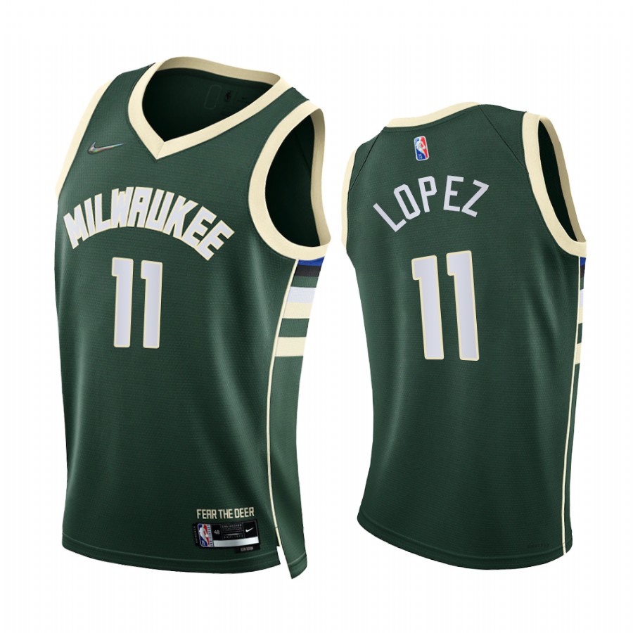 Bucks Brook Lopez 75th Diamond Anniversary Green #11 Jersey 2021-22