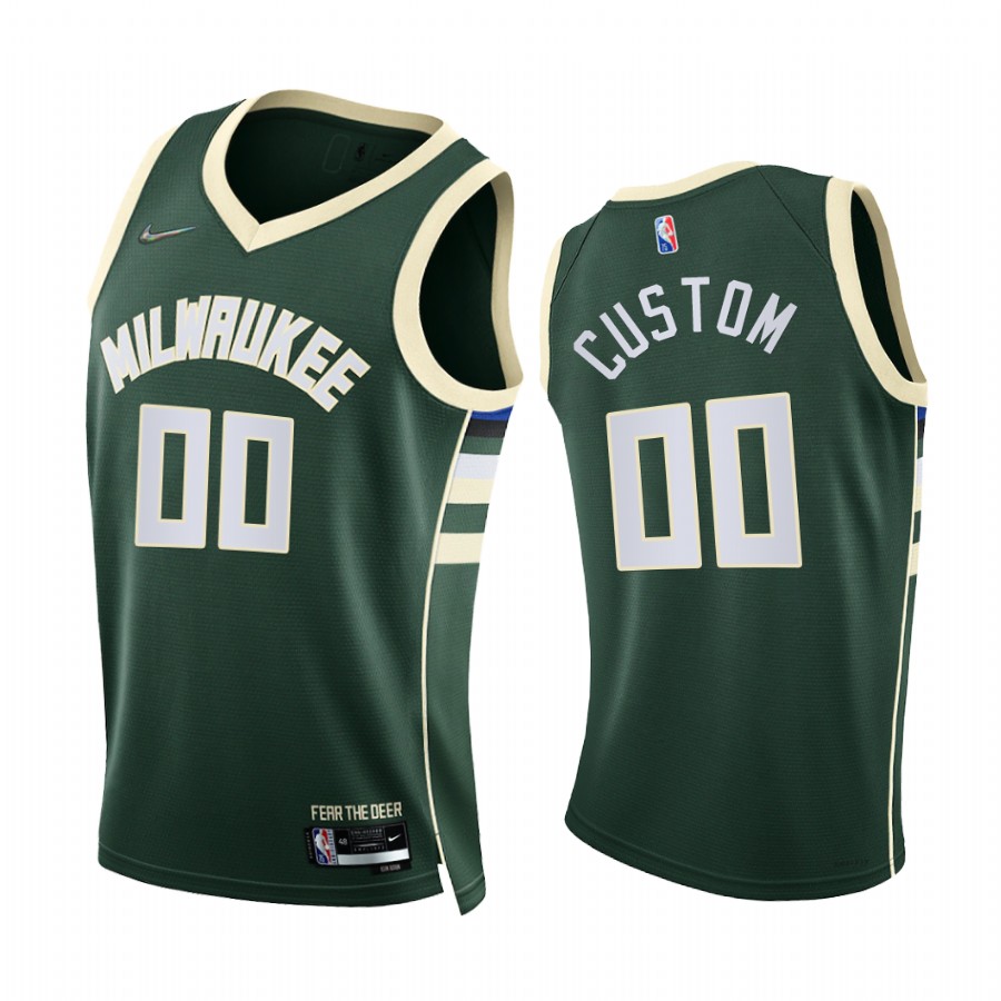 Bucks Custom 75th Diamond Anniversary Green #00 Jersey 2021-22