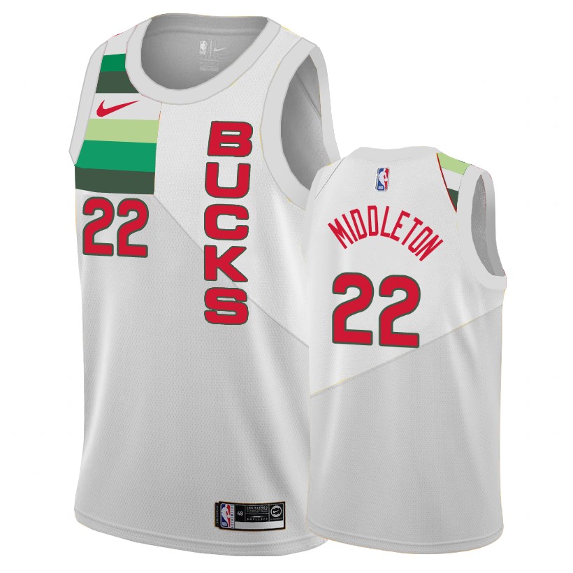 Bucks Khris Middleton #22 Male Earned Edition White Jersey