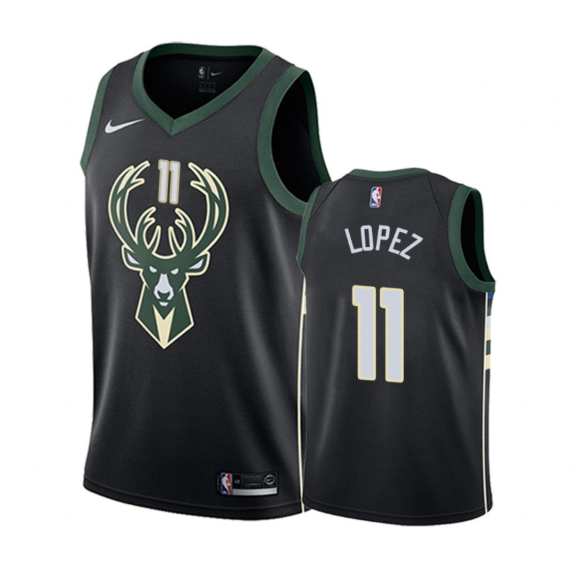 Bucks Male Brook Lopez #11 Statement Black Jersey