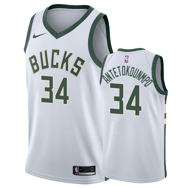 Bucks Men's Giannis Antetokounmpo #34 Association White Jersey