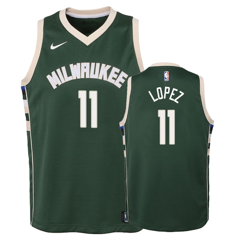 Bucks Youth Brook Lopez #11 Icon Green Jersey