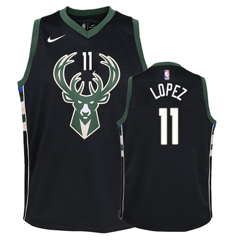 Bucks Youth Brook Lopez #11 Statement Black Jersey