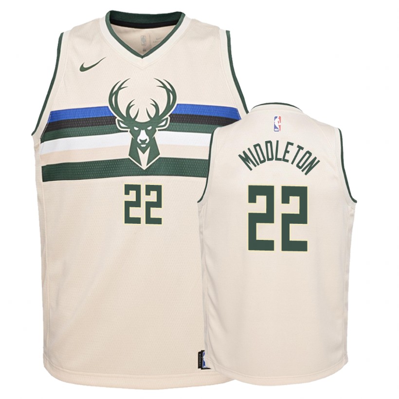 Bucks Youth Khris Middleton #22 City Cream Jersey