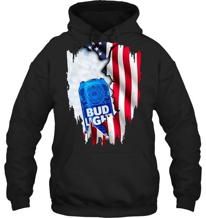 Bud Light Ripped American Flag Hoodie Hoodie