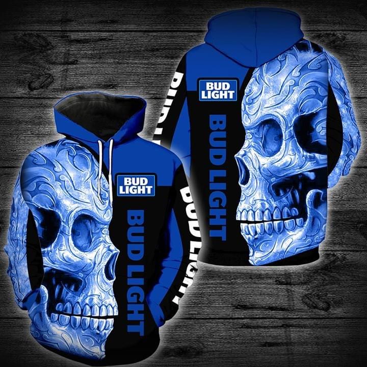 Bud light skull printed 3D Hoodie