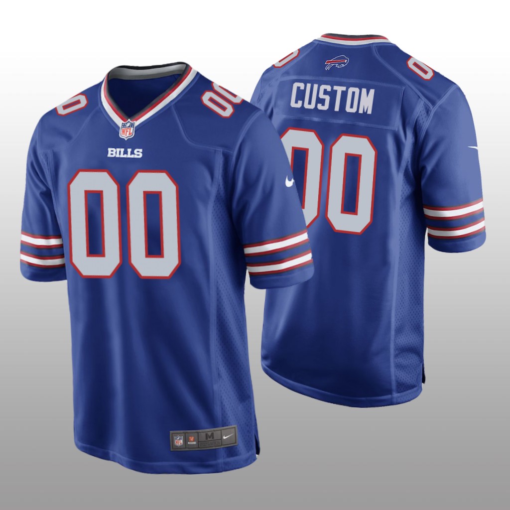 Buffalo Bills #00 Royal Men’s Custom Game Jersey