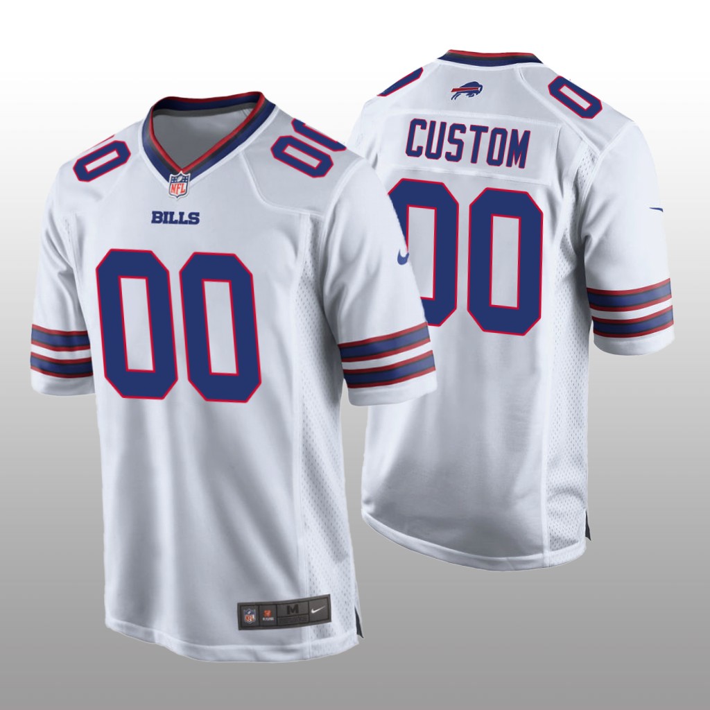 Buffalo Bills #00 White Men’s Custom Game Jersey