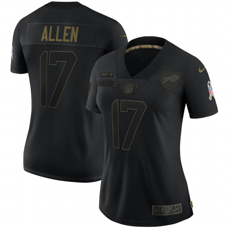 Buffalo Bills #17 Josh Allen Women’s 2020 Salute To Service Jersey Black