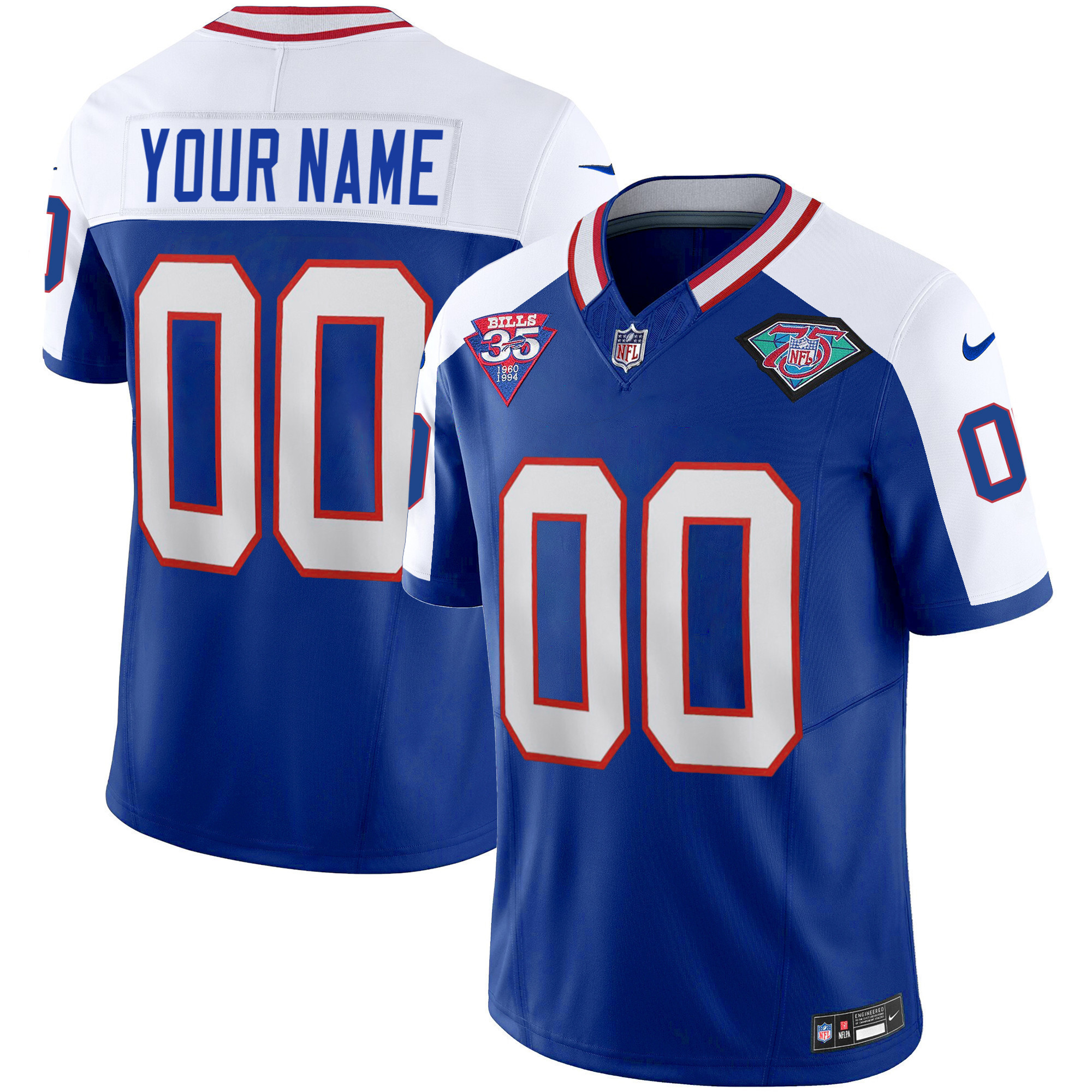 Buffalo Bills 1994 Throwback Vapor Custom Alternate Jersey - All Stitched 