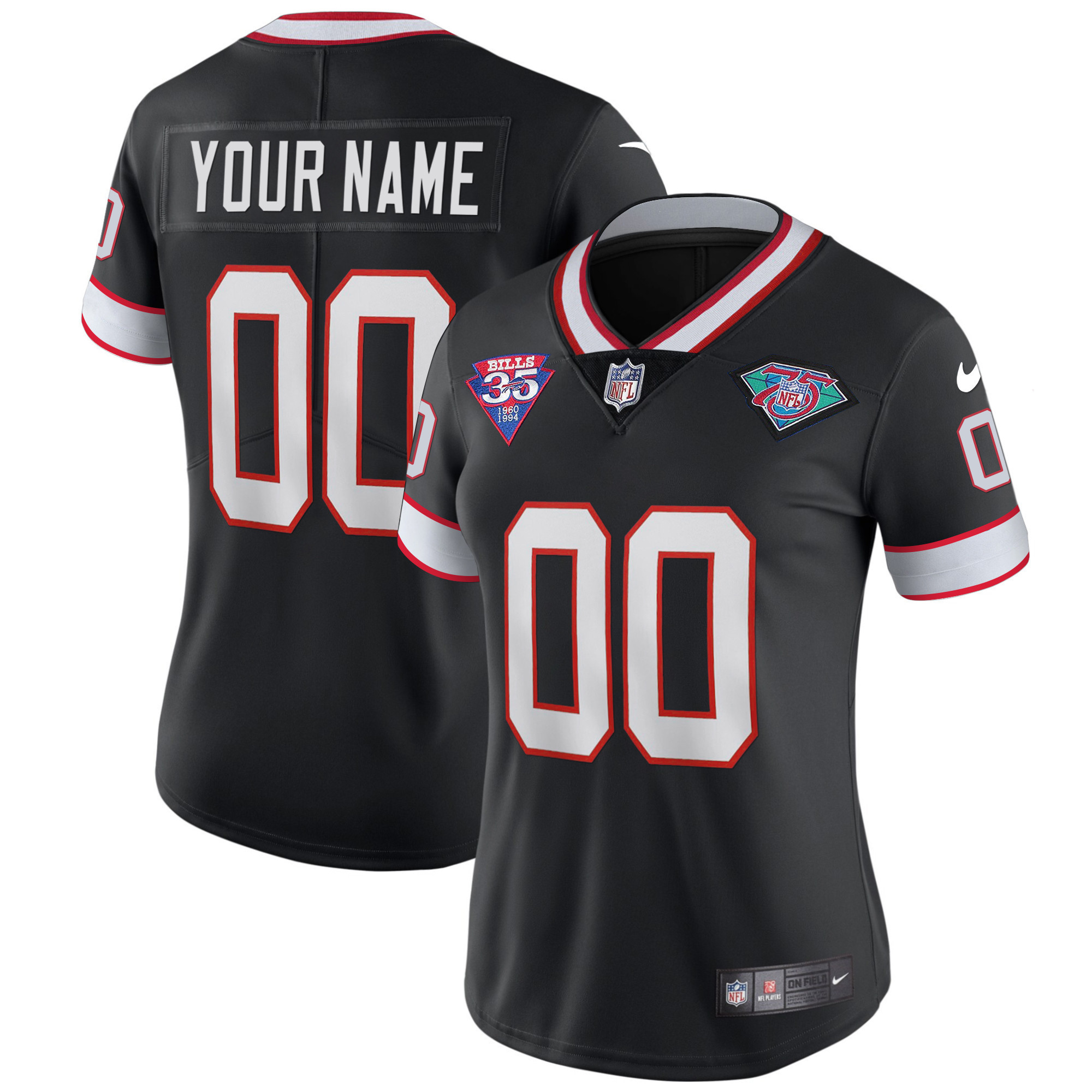 Buffalo Bills 1994 Throwback Vapor Custom Black Jersey - All Stitched 