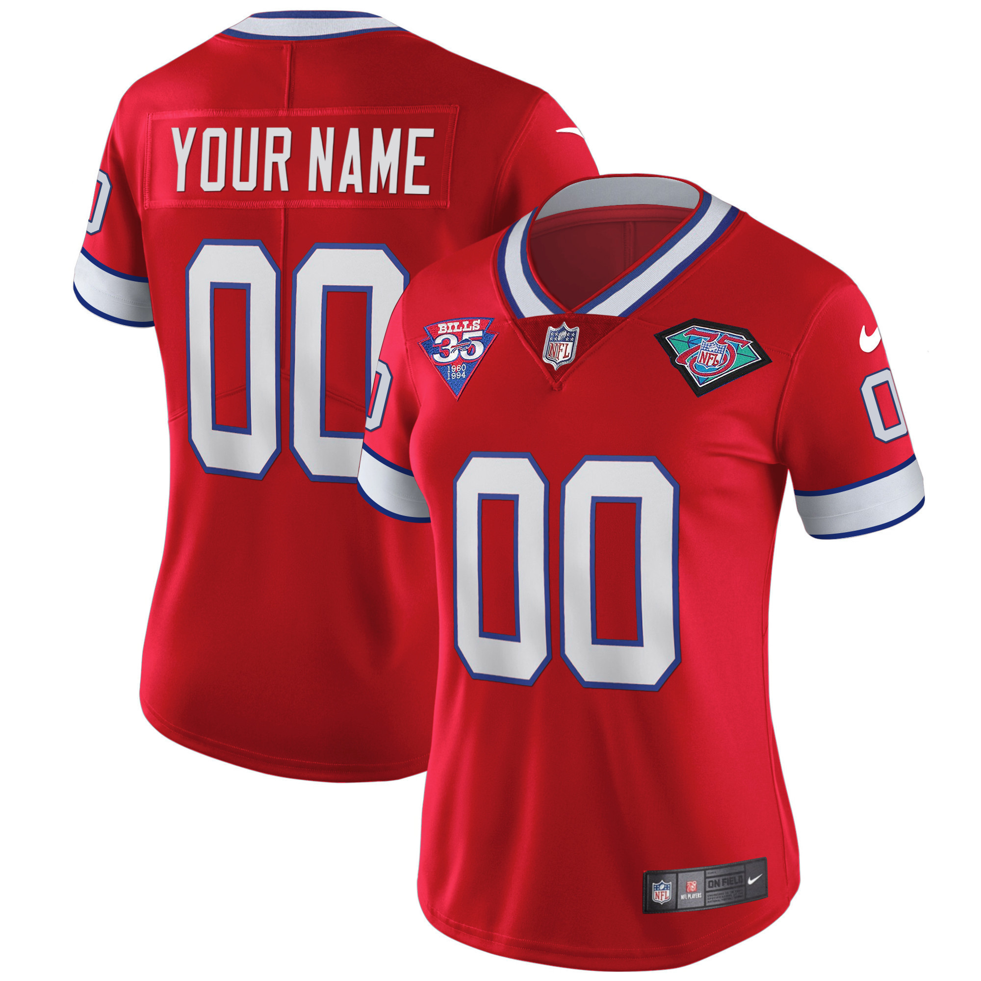 Buffalo Bills 1994 Throwback Vapor Custom Red Jersey - All Stitched 
