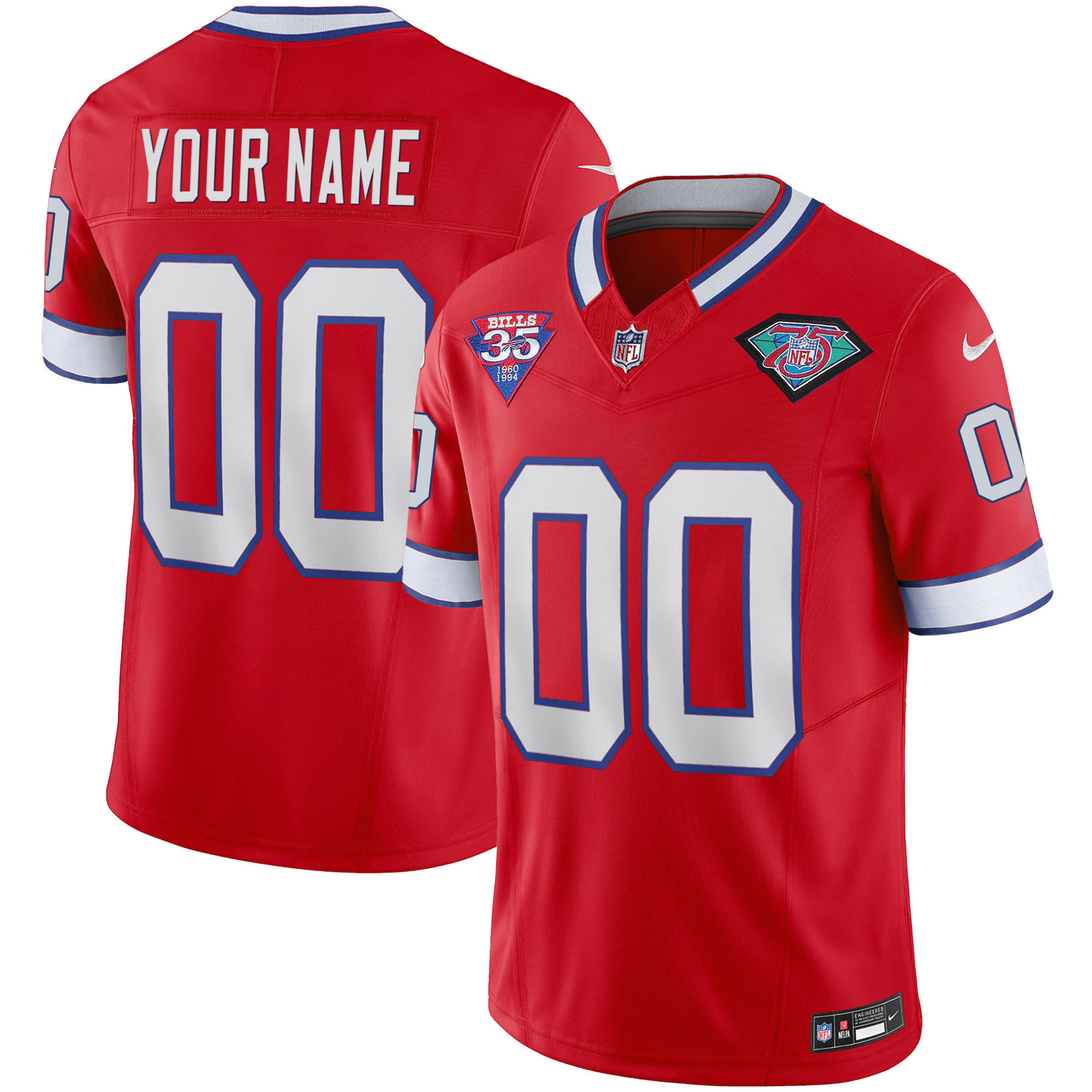 Buffalo Bills 1994 Throwback Vapor Custom Red Jersey - All Stitched 