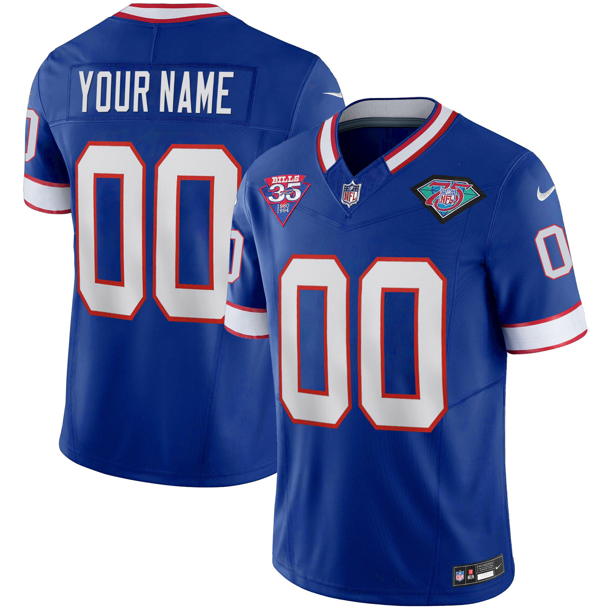 Buffalo Bills 1994 Throwback Vapor Custom Royal Jersey - All Stitched 