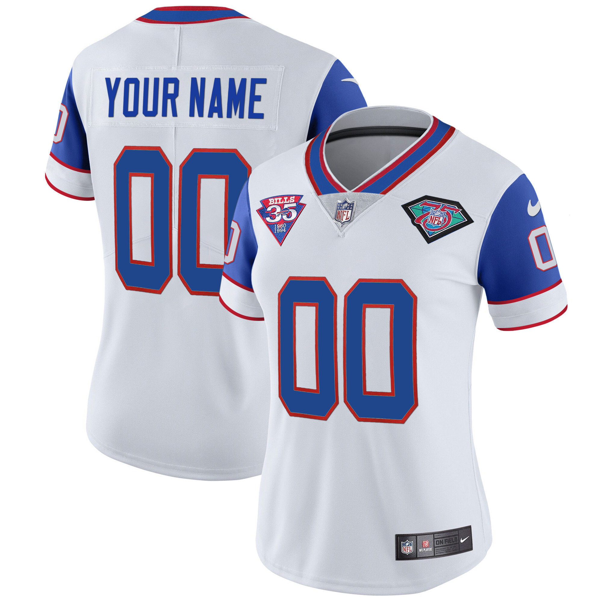 Buffalo Bills 1994 Throwback Vapor Custom Royal Sleeves Jersey - All Stitched 