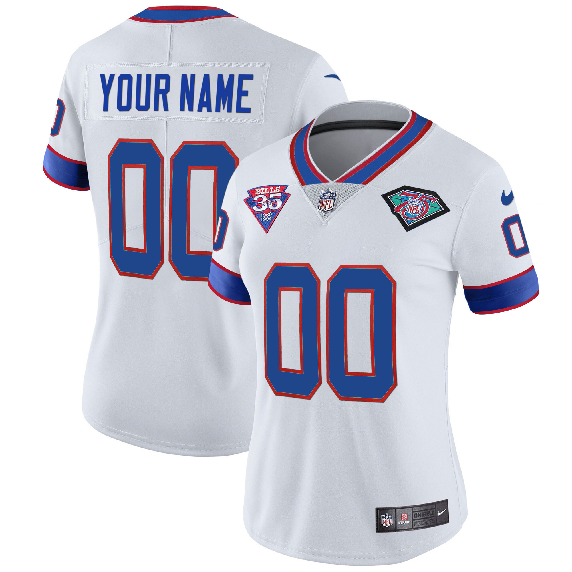 Buffalo Bills 1994 Throwback Vapor Custom White Jersey - All Stitched 