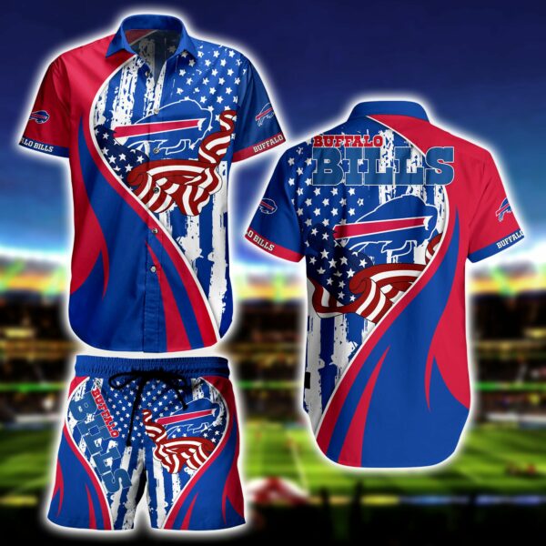 Buffalo Bills American Flag Distressed Hawaiian Shirt