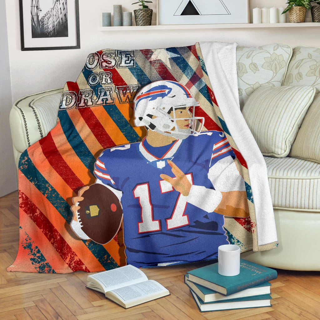 Buffalo Bills American Football Team Fleece Blanket Player 17 Attack Rugby Ball Funny Quote Win Lose Or Draw Fleece Blankets