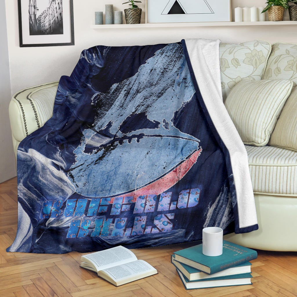 Buffalo Bills American Football Team Fleece Blanket Proud Buffalo Standing On Rugby Ball Painting Fleece Blankets