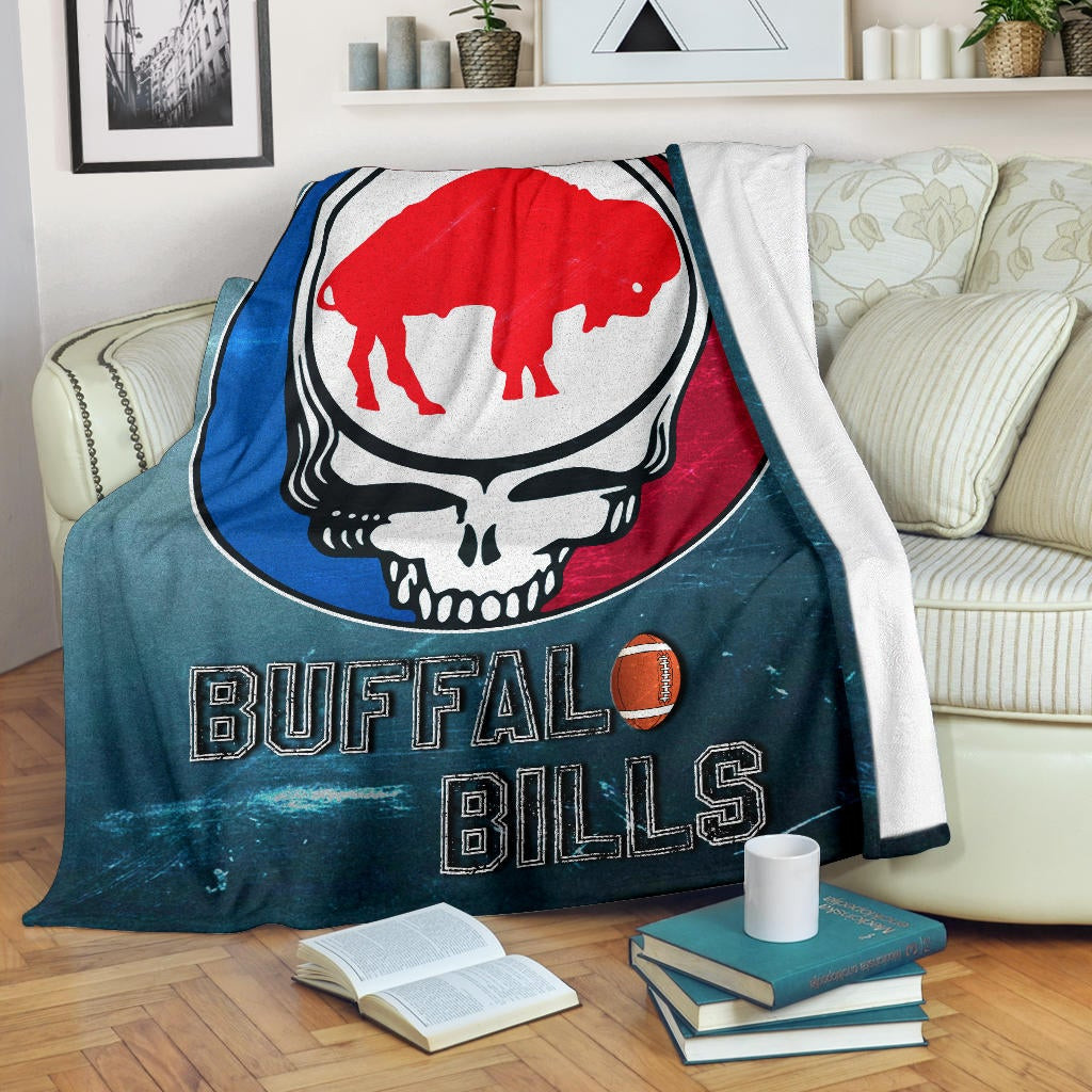Buffalo Bills American Football Team Fleece Blanket Red Buffalo In Skull Brain Universe Scale Fleece Blankets