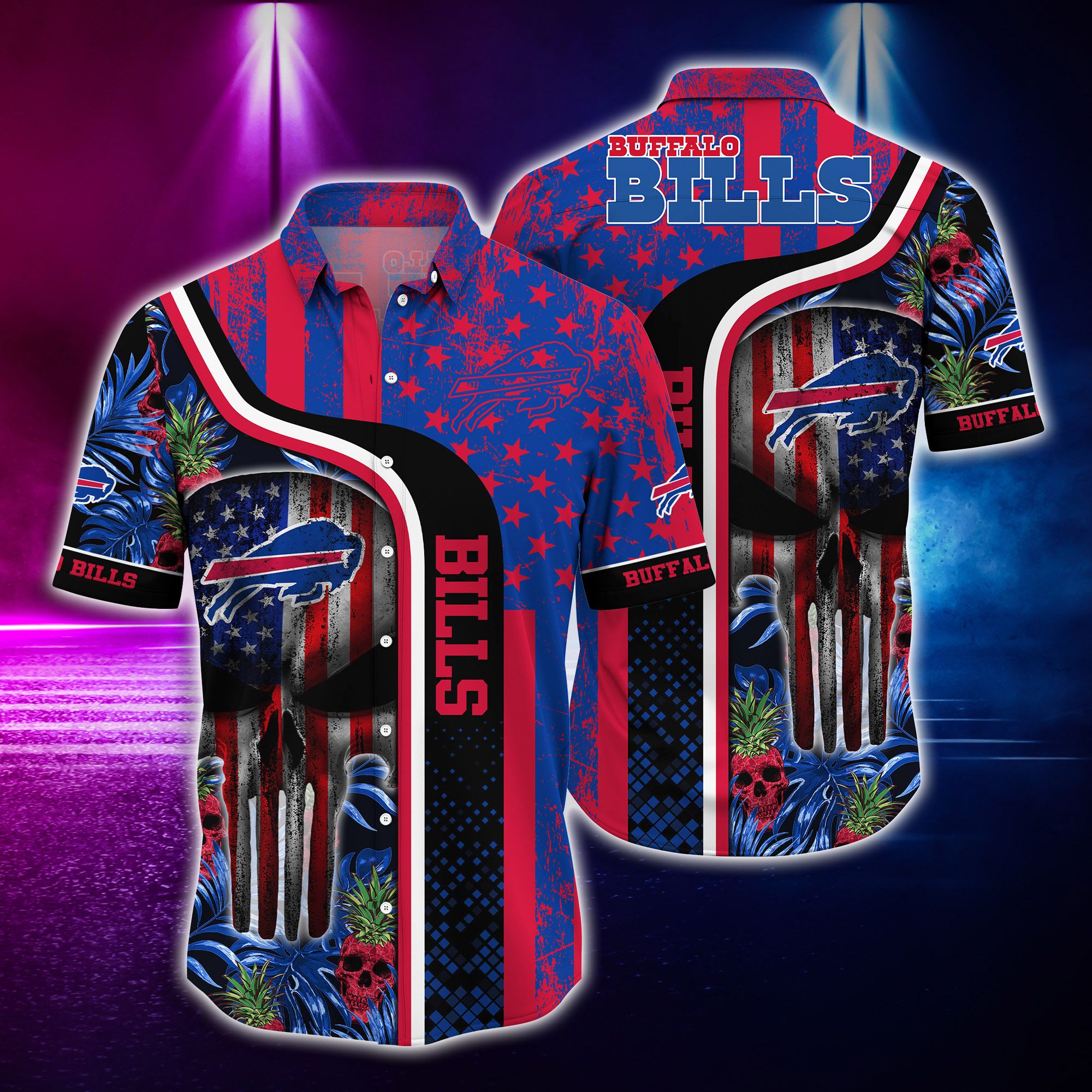 Buffalo Bills and skull Hawaiian Shirt