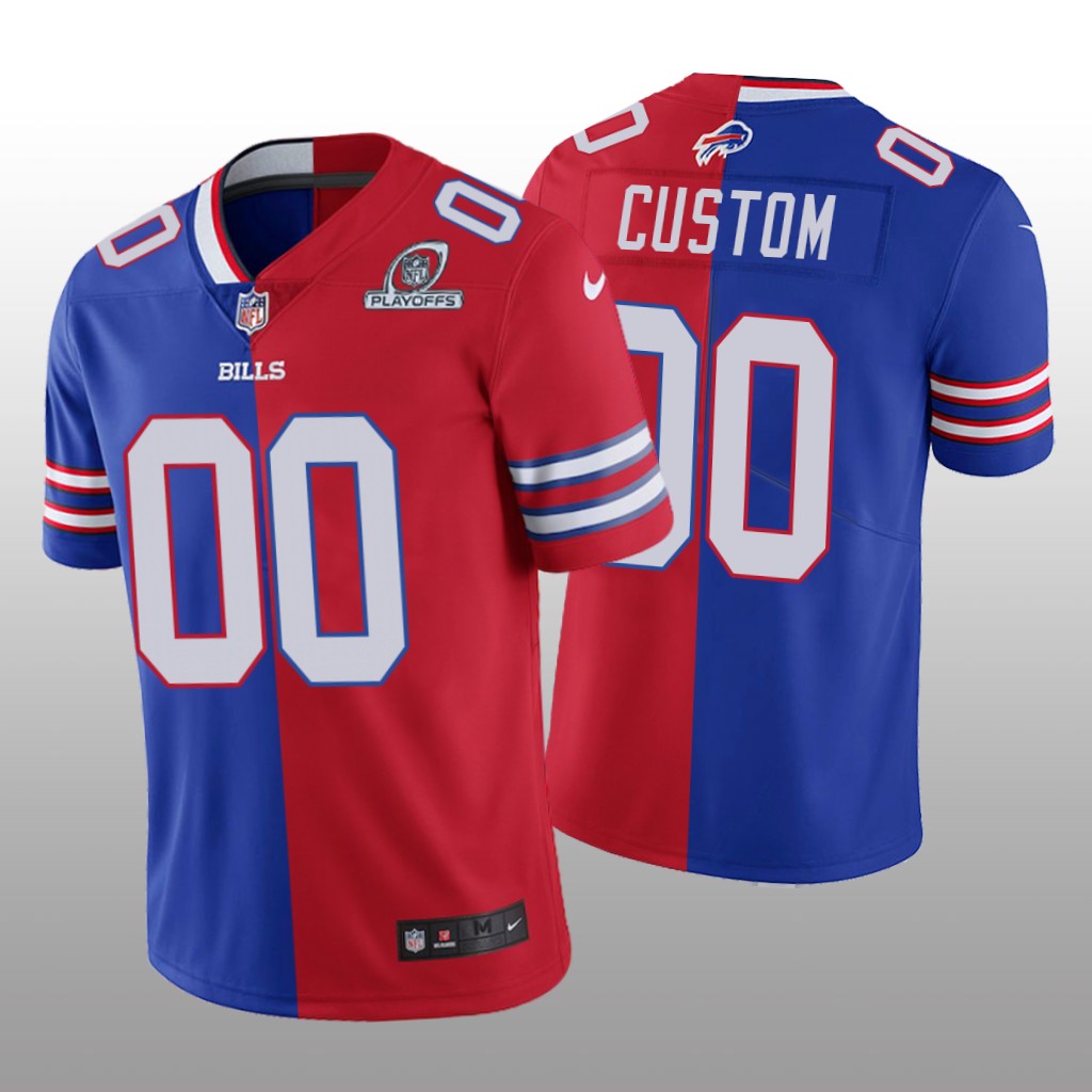 Buffalo Bills Custom Royal Red Split 2020 NFL Playoffs - Men's