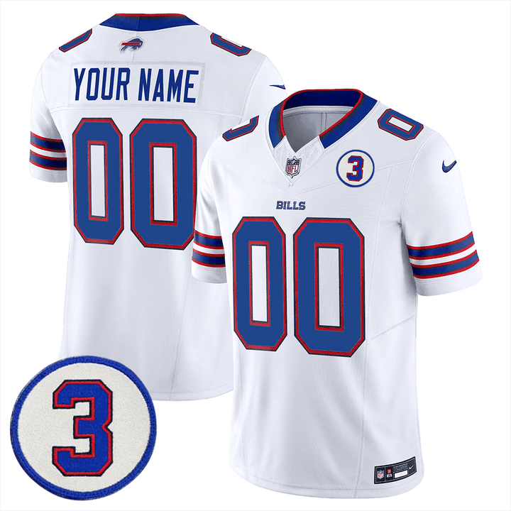 Buffalo Bills Damar Honoring Patch Vapor Limited Custom White Jersey - All Stitched 