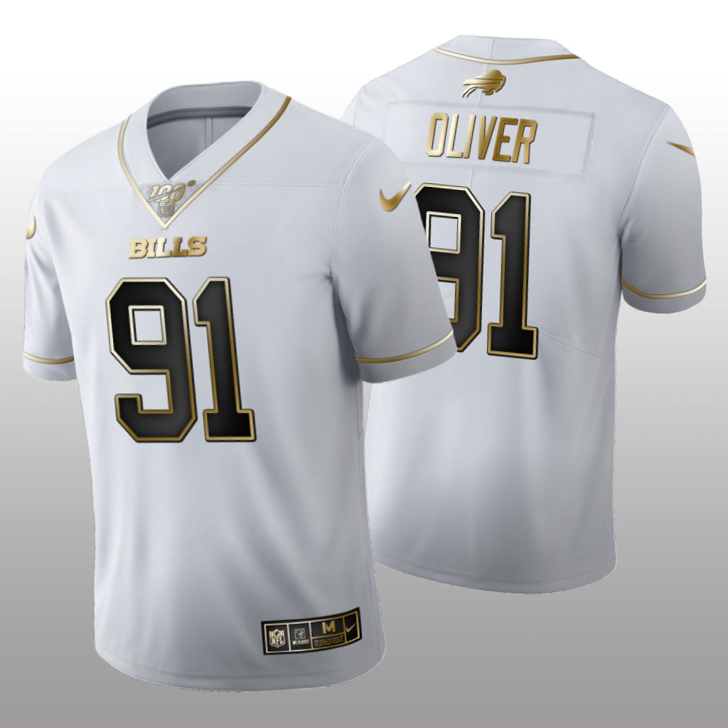 Buffalo Bills Ed Oliver White Golden Edition Jersey 100th Season Men's