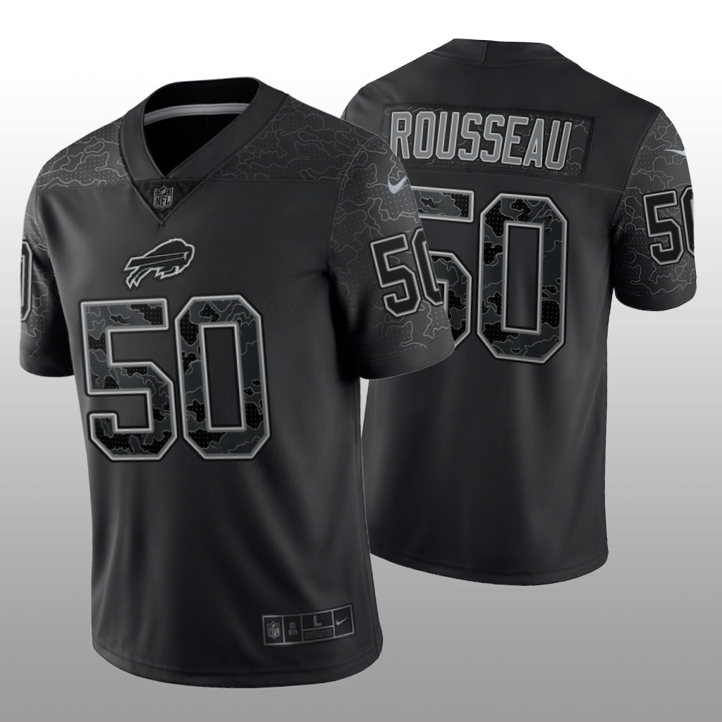 Buffalo Bills Gregory Rousseau Black Jersey Reflective Limited - Men's