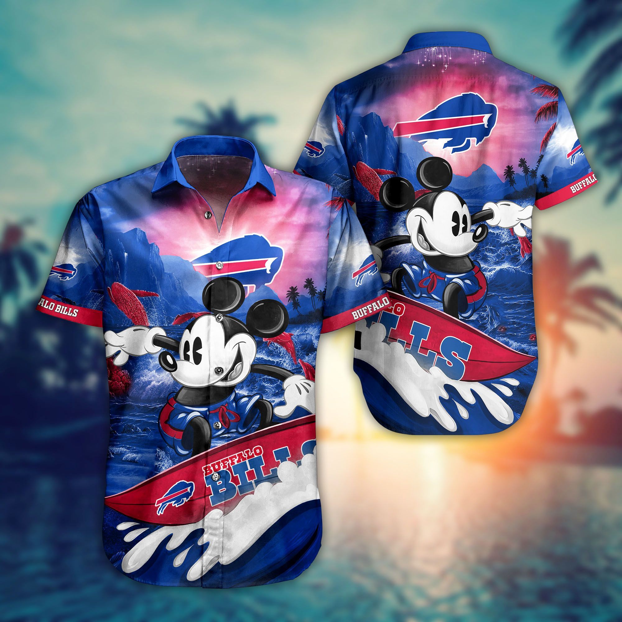 Buffalo Bills Hawaiian Shirt Mickey theme