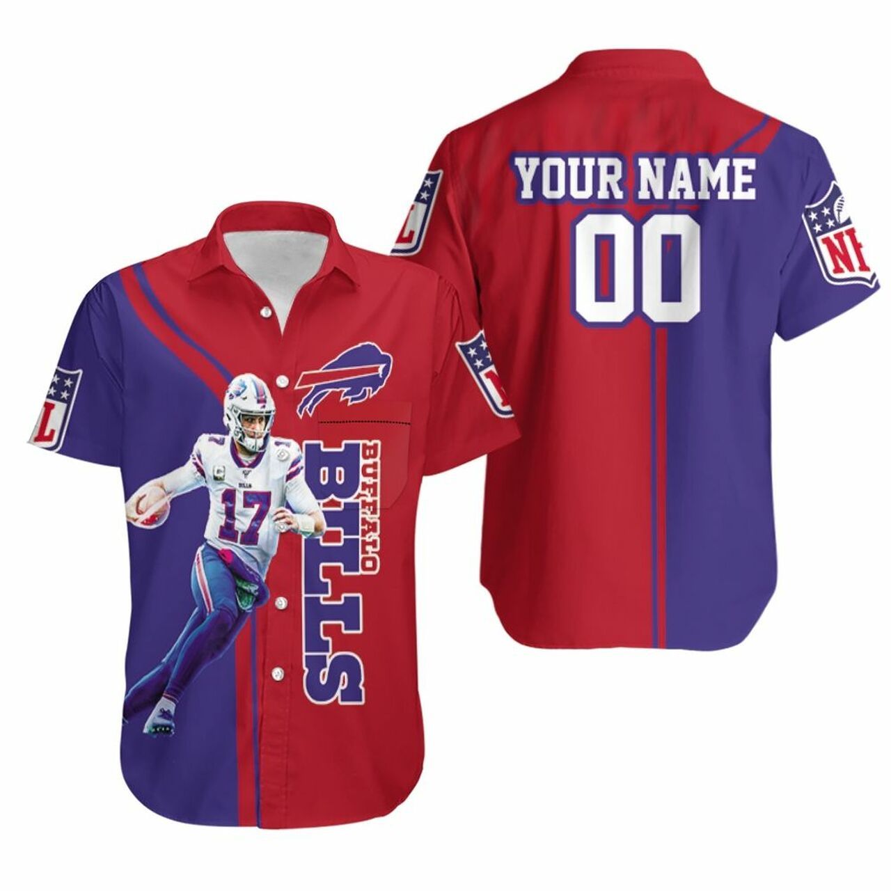 Buffalo Bills Josh Allen Player Buffalo Bills 2020 Nfl Season Personalized Hawaiian Shirt Model a1333