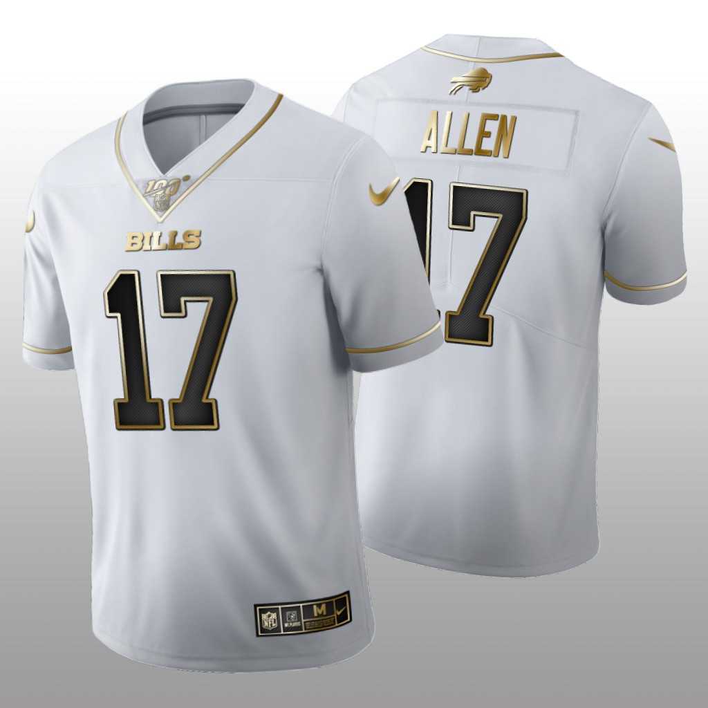 Buffalo Bills Josh Allen White Golden Edition Jersey 100th Season Men's