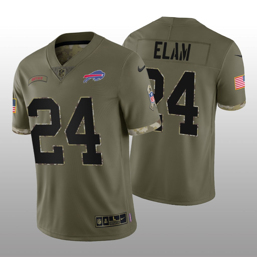 Buffalo Bills Kaiir Elam Olive Jersey 2022 Salute To Service - Men's