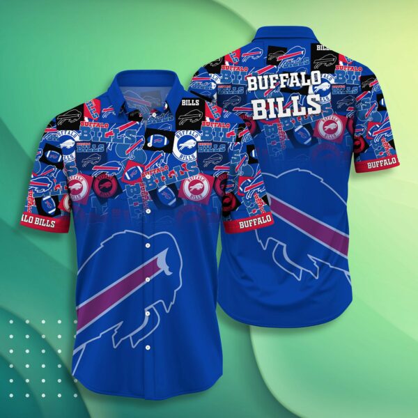 Buffalo Bills Logo and Ball Summer Hawaiian Shirt