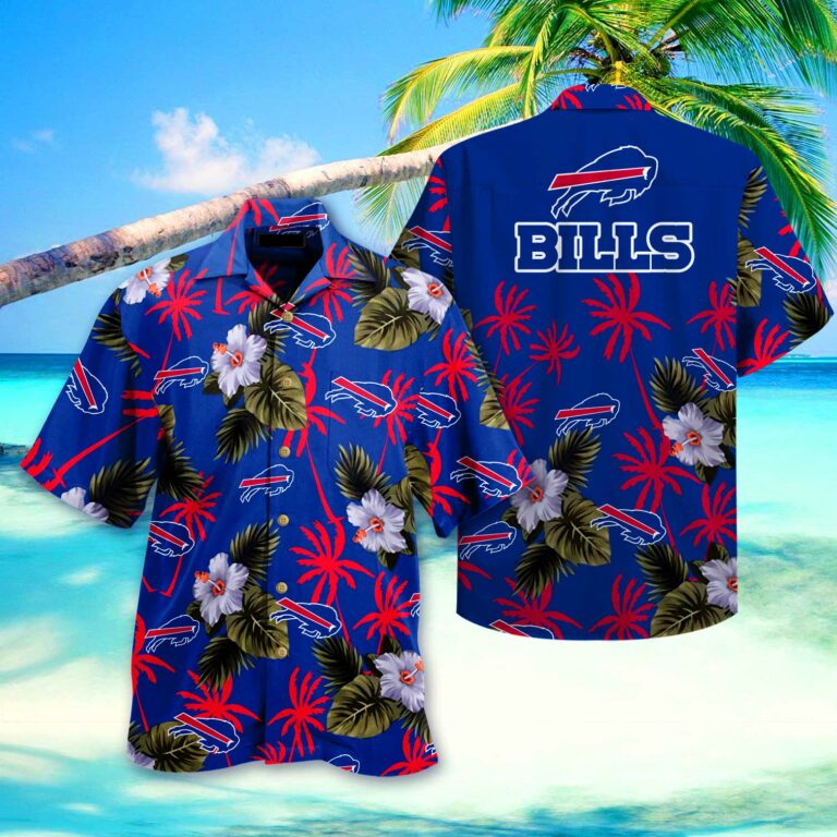 Buffalo Bills Many Logo and Floral Hawaiian Shirt
