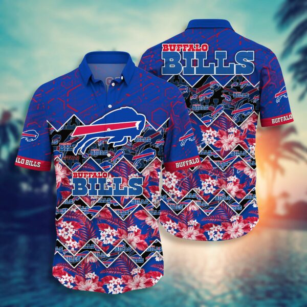 Buffalo Bills Many Logo and Flower1 Hawaiian Shirt