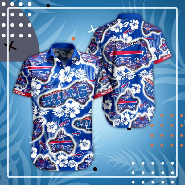 Buffalo Bills Many Logo and Flower Hawaiian Shirt