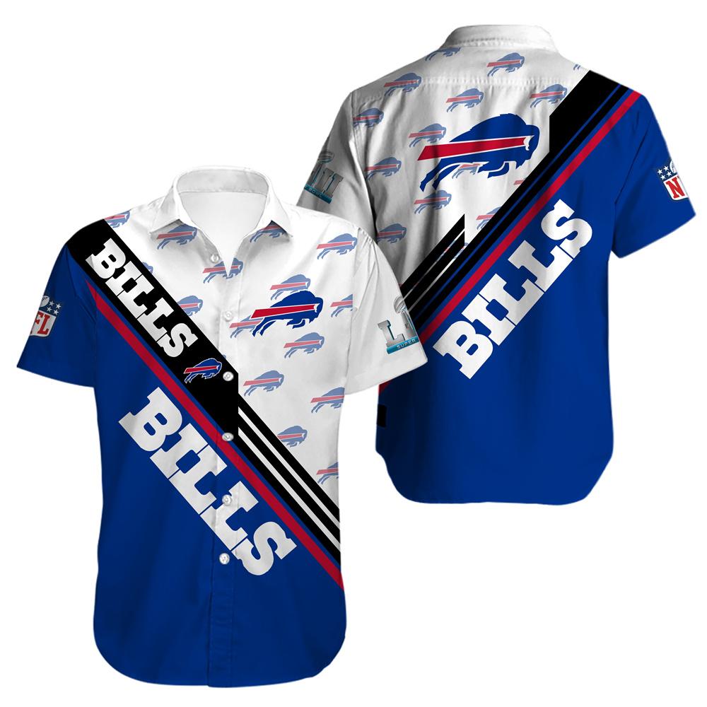 Buffalo Bills Many Logo White and Blue Hawaiian Shirt