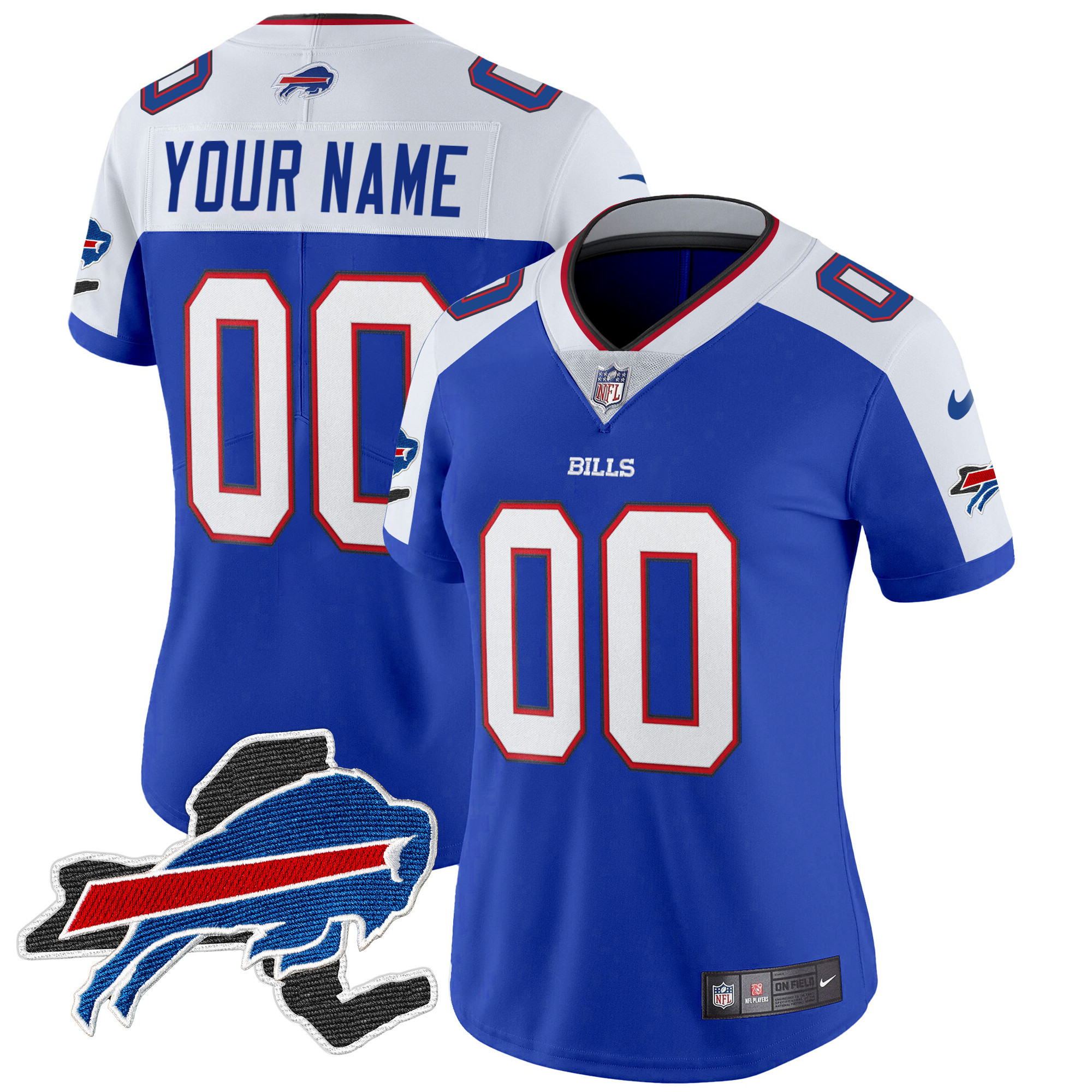 Buffalo Bills New York Patch Vapor Limited Custom Royal Alternate Jersey - All Stitched 