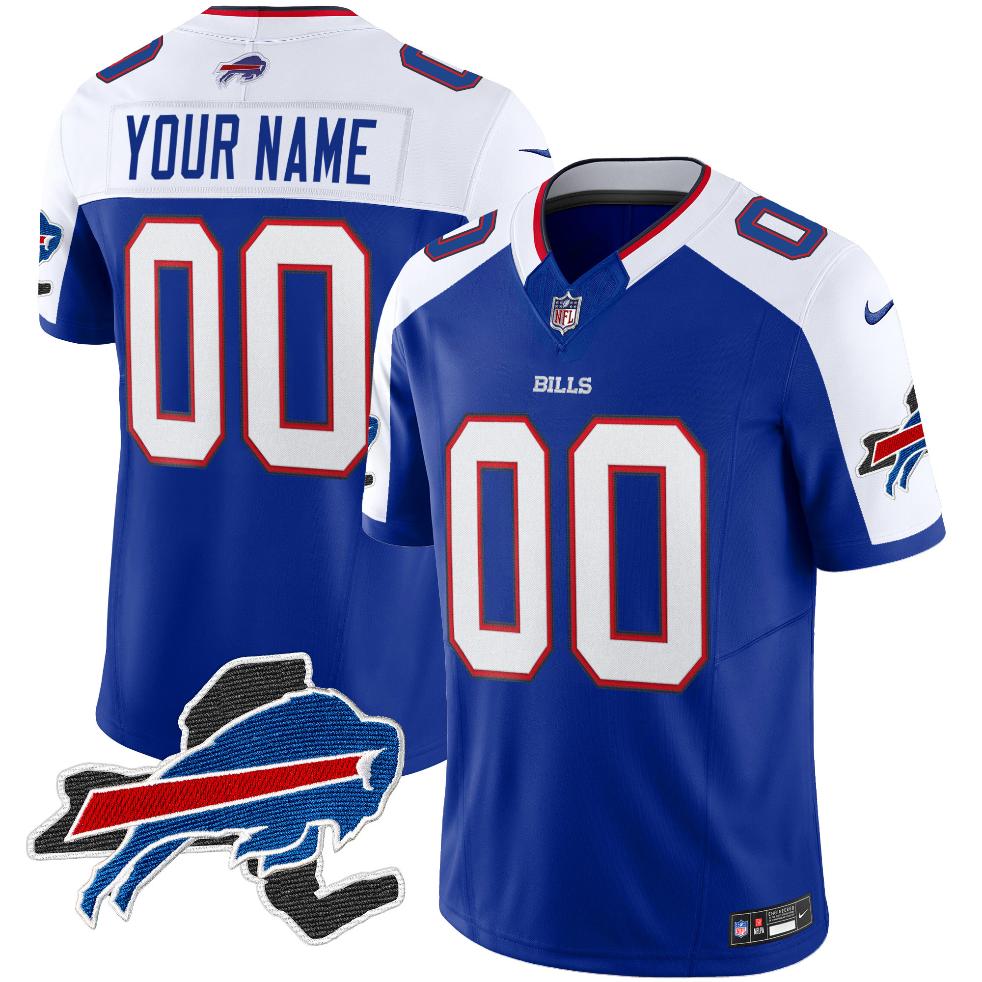Buffalo Bills New York Patch Vapor Limited Custom Royal Alternate Jersey - All Stitched 