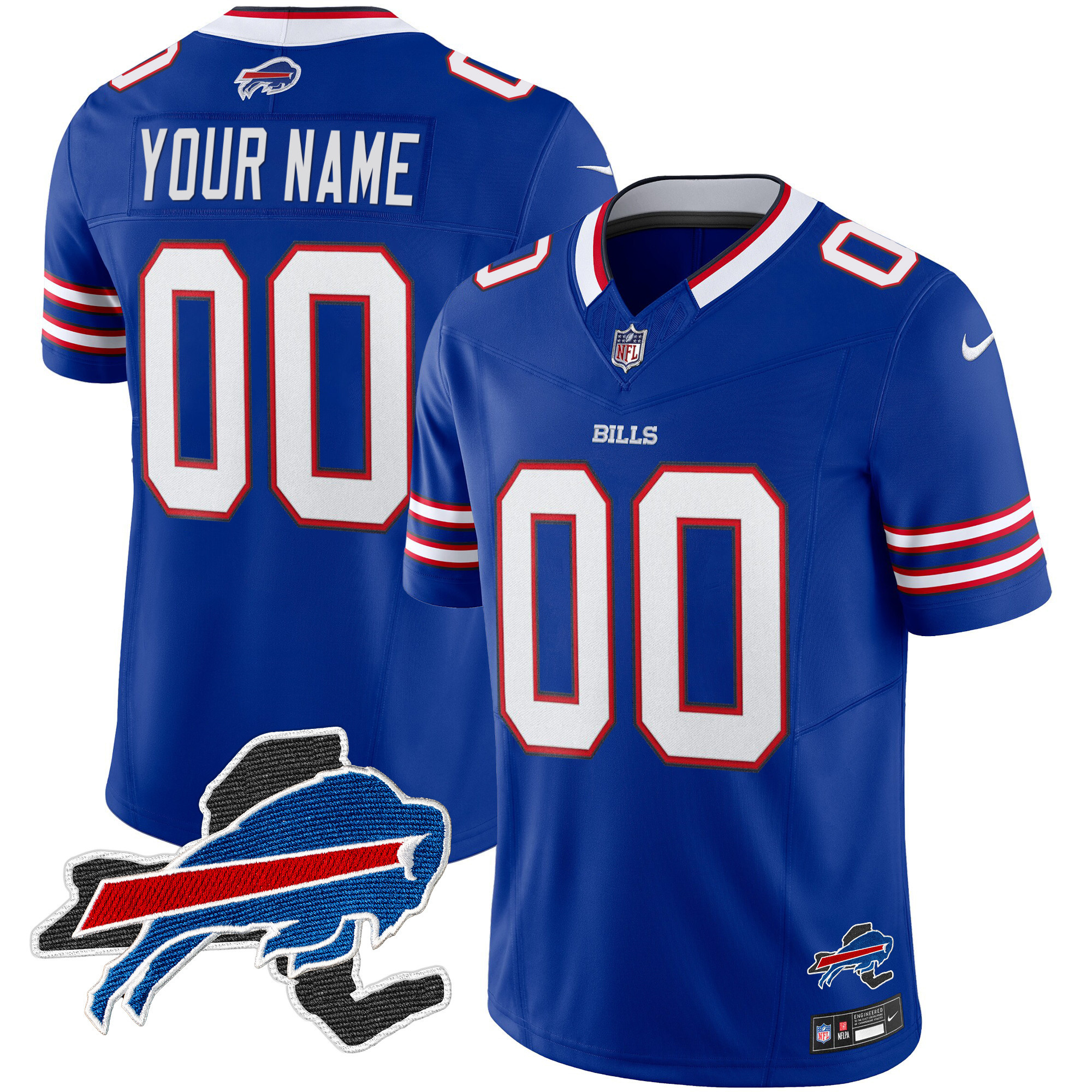 Buffalo Bills New York Patch Vapor Limited Custom Royal Jersey - All Stitched 